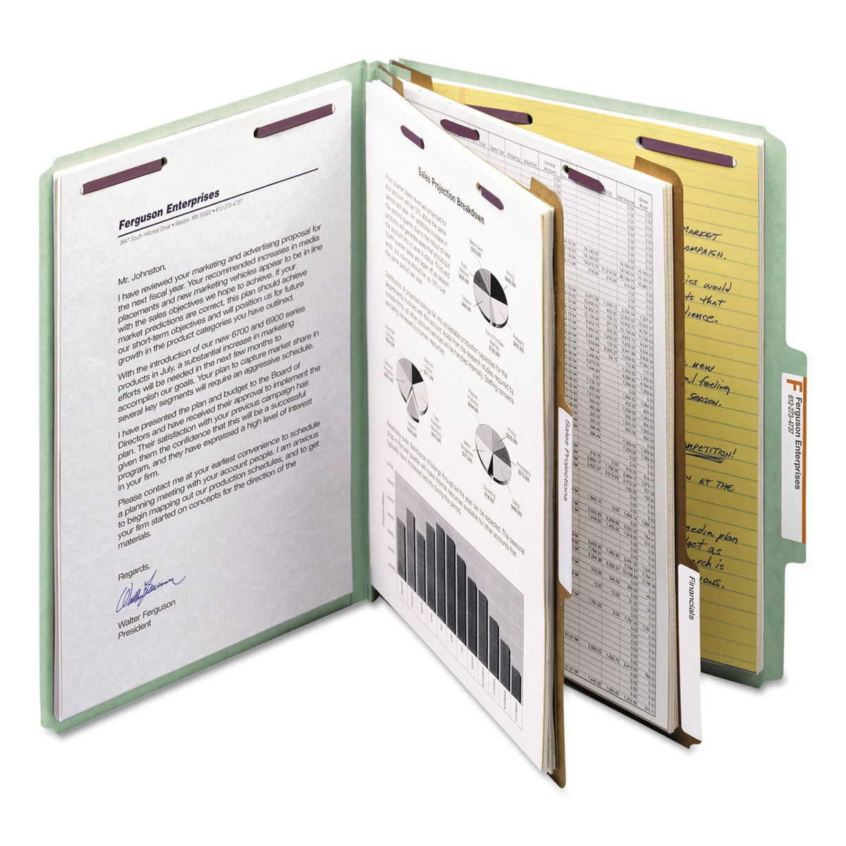 Smead Carpeta de archivos de clasificación de tablero con cierres SafeSHIELD, 2 divisores, expansión de 2 pulgadas, tamaño carta, gris/verde, 10 por caja (14076)