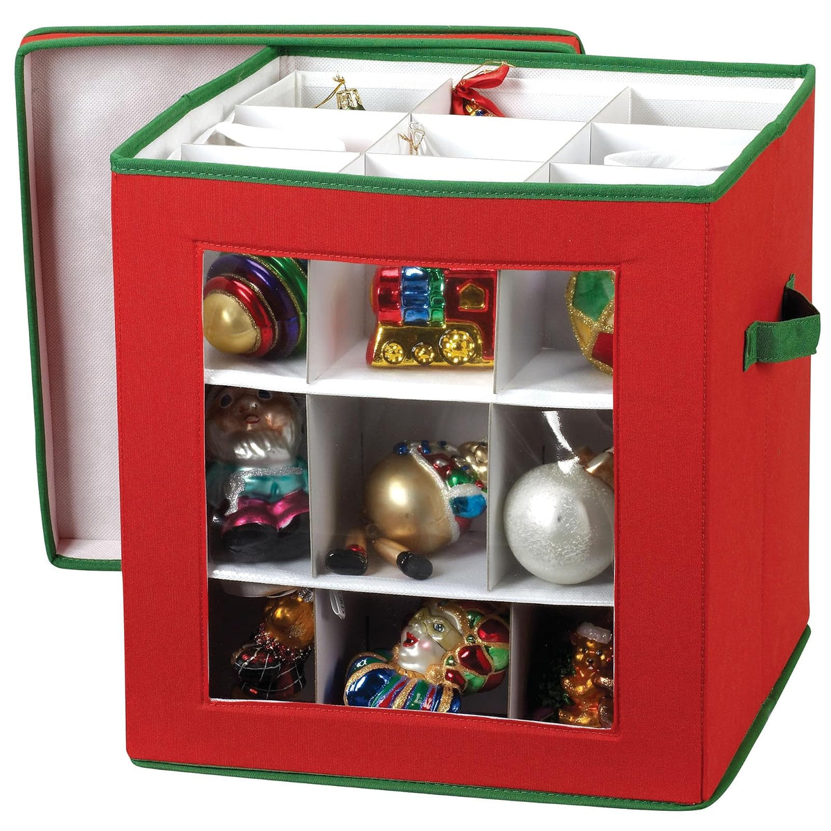 Household Essentials – Caja de Almacenamiento de día Festivo, Color Verde y Rojo, 27-Piece Ornament