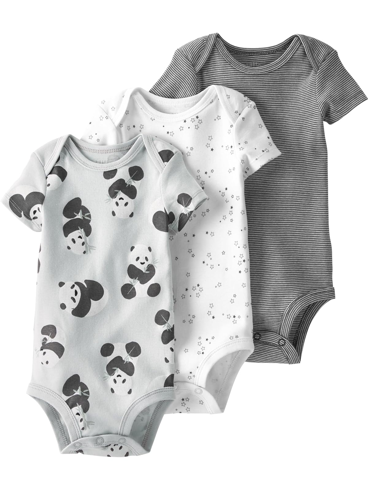 LITTLE PLANET Paquete de 3 mamelucos de manga corta de algodón orgánico Bodybebés unisex