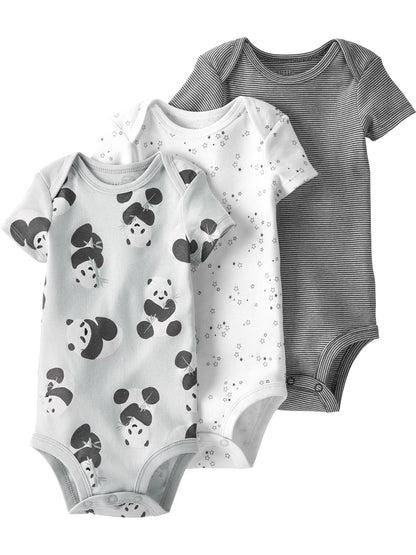 LITTLE PLANET Paquete de 3 mamelucos de manga corta de algodón orgánico Bodybebés unisex