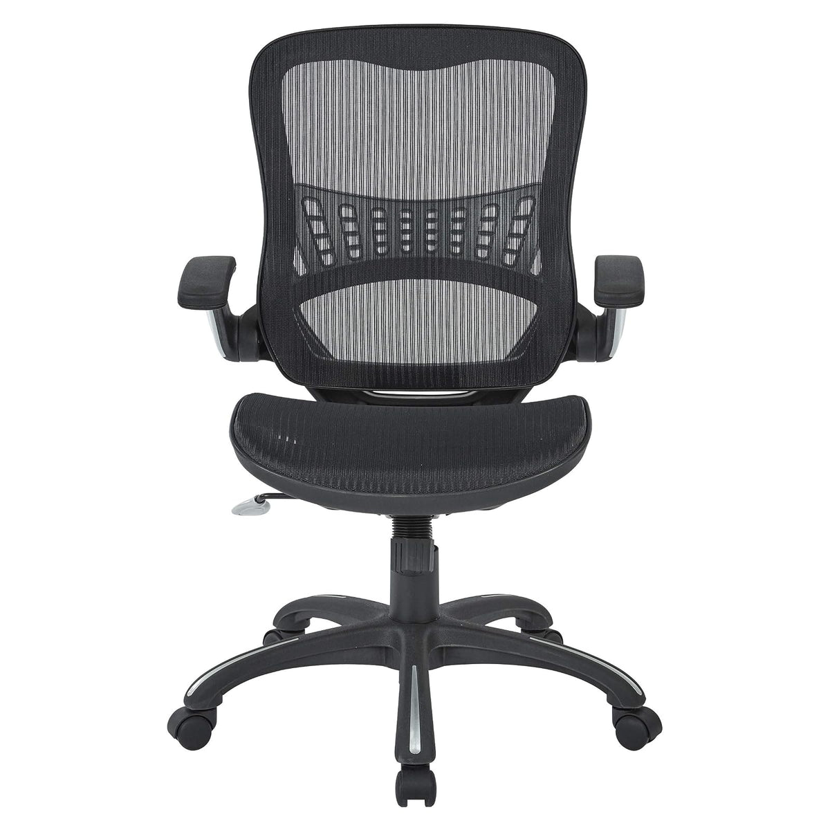 Office Star Riley - Silla de computadora ventilada con Asiento y Respaldo de Malla Transpirable, Base Negra con Negro