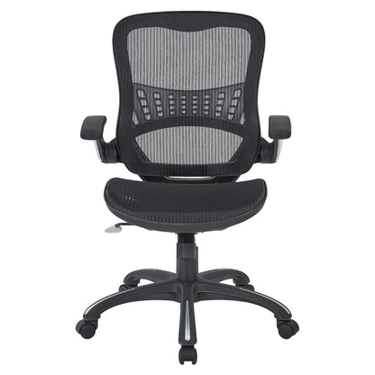Office Star Riley - Silla de computadora ventilada con Asiento y Respaldo de Malla Transpirable, Base Negra con Negro
