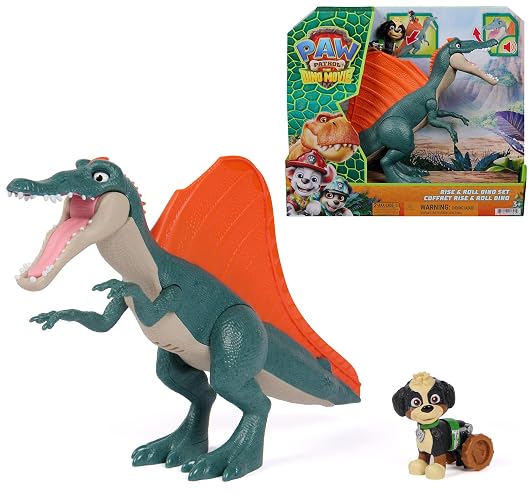 Paw Patrol: The Dino Movie, Incluye Juguete de Dinosaurio espinosaurio de 17,7 cm con Sonidos y Figura de acción de Rex, Juguetes para niños y niñas preescolares, a Partir de 3 años