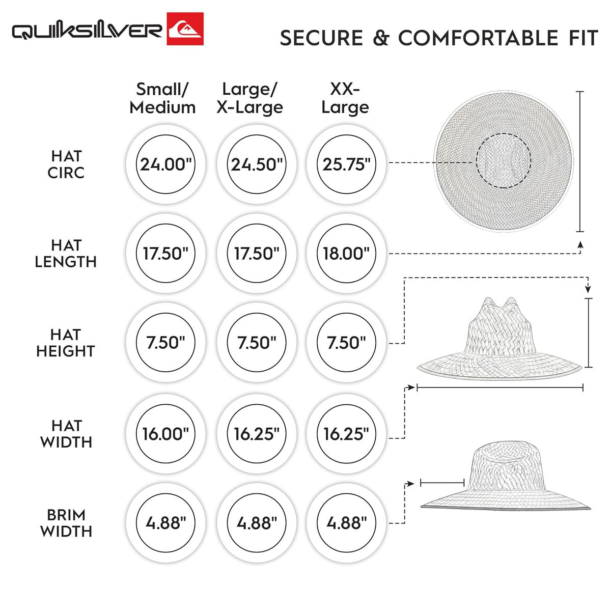 Quiksilver Wide Brim Outdoor Sun Protection Lifeguard Sombrero para el Sol Hombre