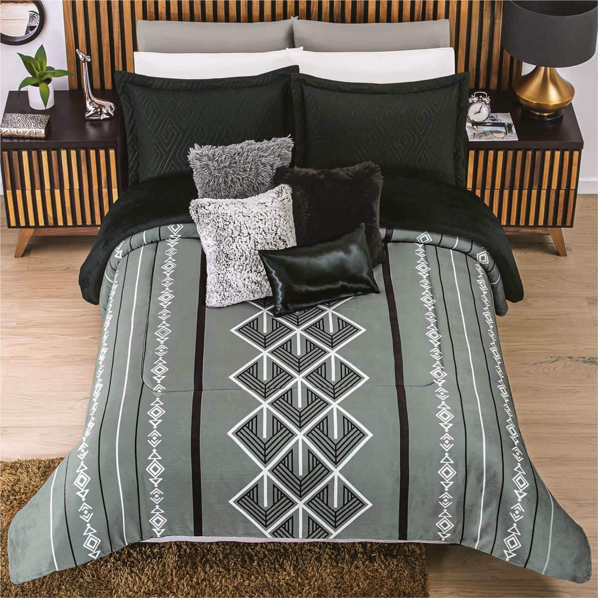 Colchas Concord Cobertor Pachi Flannel, Color Gris, 100% Poliéster, Tamaño King Size, Queen Size, Manta Cálida y Suave para Cama, Ideal para Invierno, 1 Pieza