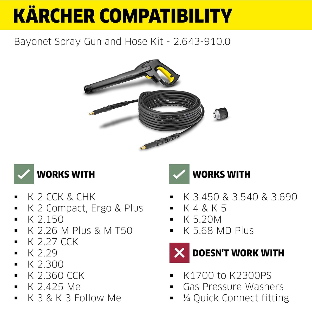 Karcher Kit Pistola, Manguera 7.5m y Conector para hidrolavadora