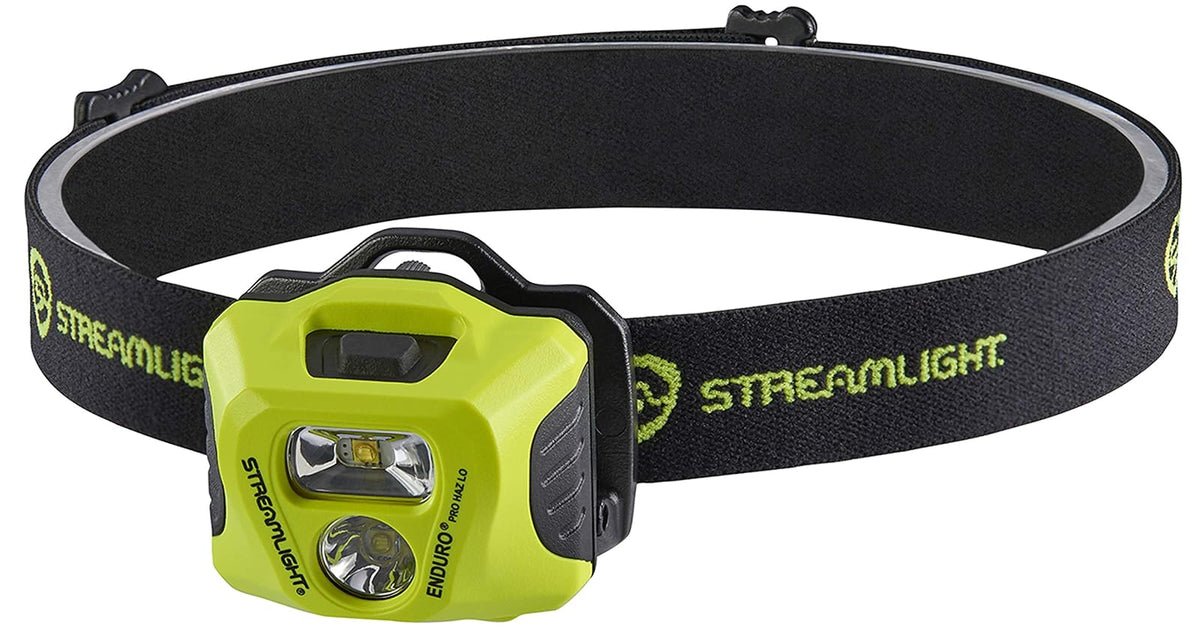 Streamlight 61424 Enduro Pro HAZ-LO 200-Lúmenes LED Linterna Frontal Multiuso 3M Dual Lock con Baterías Alcalinas AAA, Correa para Casco y Cabeza, Amarilla
