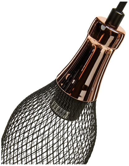 Philco Luminario Luxor Ebonix Oro Rosa. Cuerpo de metal negro y canope en oro rosa para suspender, base E26, acabado en cromo birllante, exclusivo para interiores. Cable de suspensión de 1 metro