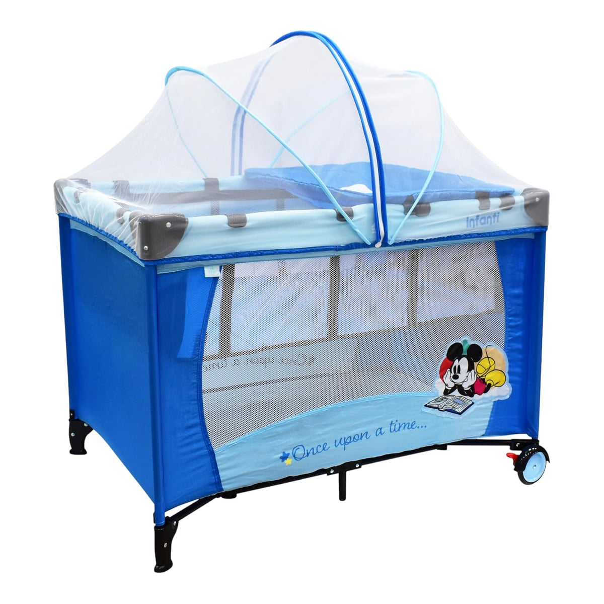 Infanti Cuna Corral de Viaje Disney con Mosquitero, hasta 15 kg - Azul