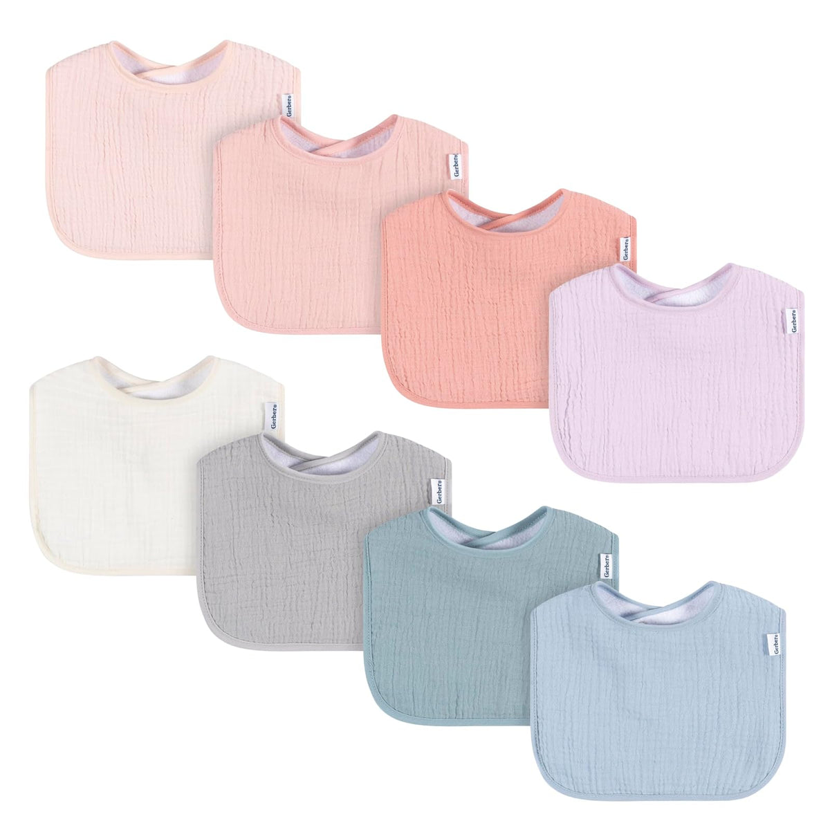 Gerber Baberos de Muselina, Paquete de 8 - Talla Única - Multi Girl