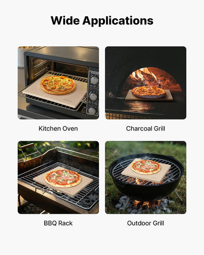 VEVOR Piedra para Hornear Pizza de 38 x 30 cm, Rectangular de Cordierita, Placa Extragrande con Raspador, 1,5 cm de Grosor, Resistente al Calor, Apta para Cocina, Horno, Pan, Pizza y Parrilla