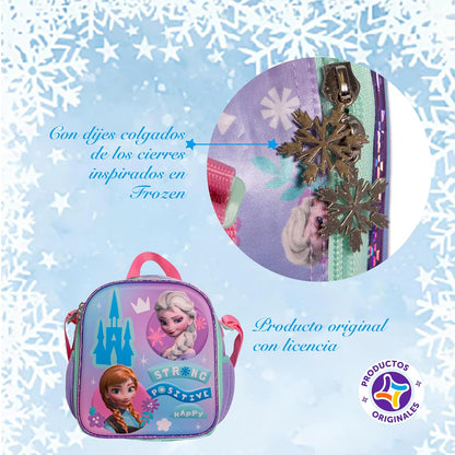 Ruz Lonchera Infantil y Preescolar | Frozen | 100% Poliéster Edición Premium Capacidad 3 Litros | Bolsa Escolar para Niños con Forro Interior y Cierre de Cremallera | Recomendado desde 3 años