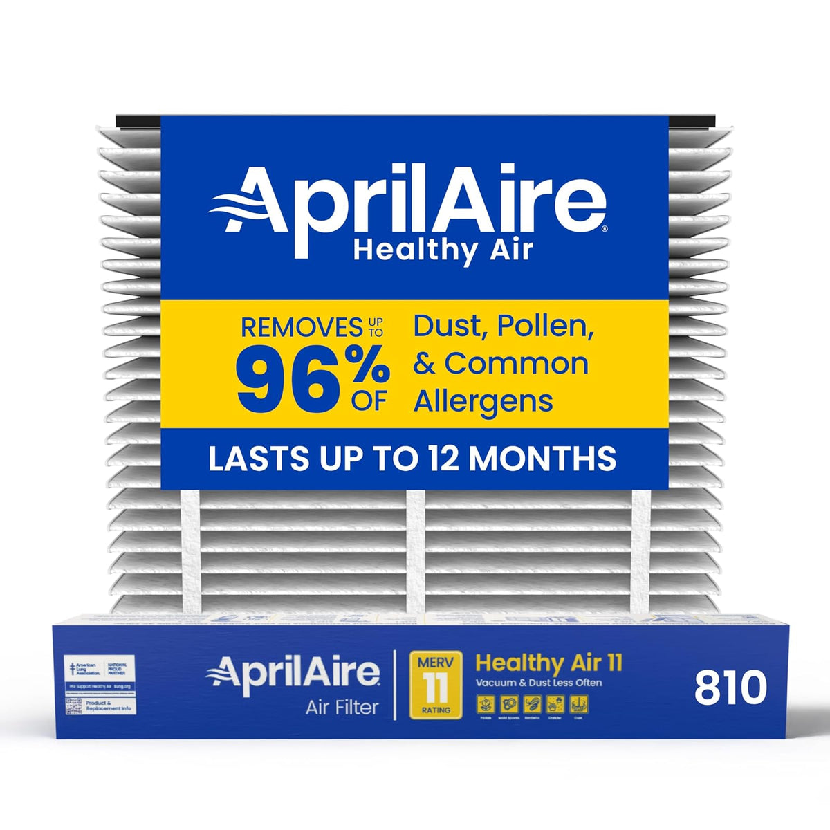 AprilAire 810 - Filtro de repuesto para purificador de aire AprilAire para toda la casa 2025FG - MERV 11, aire limpio y polvo, filtro de aire 20 x 25 x 4 (paquete de 1) - Healthy Air 11