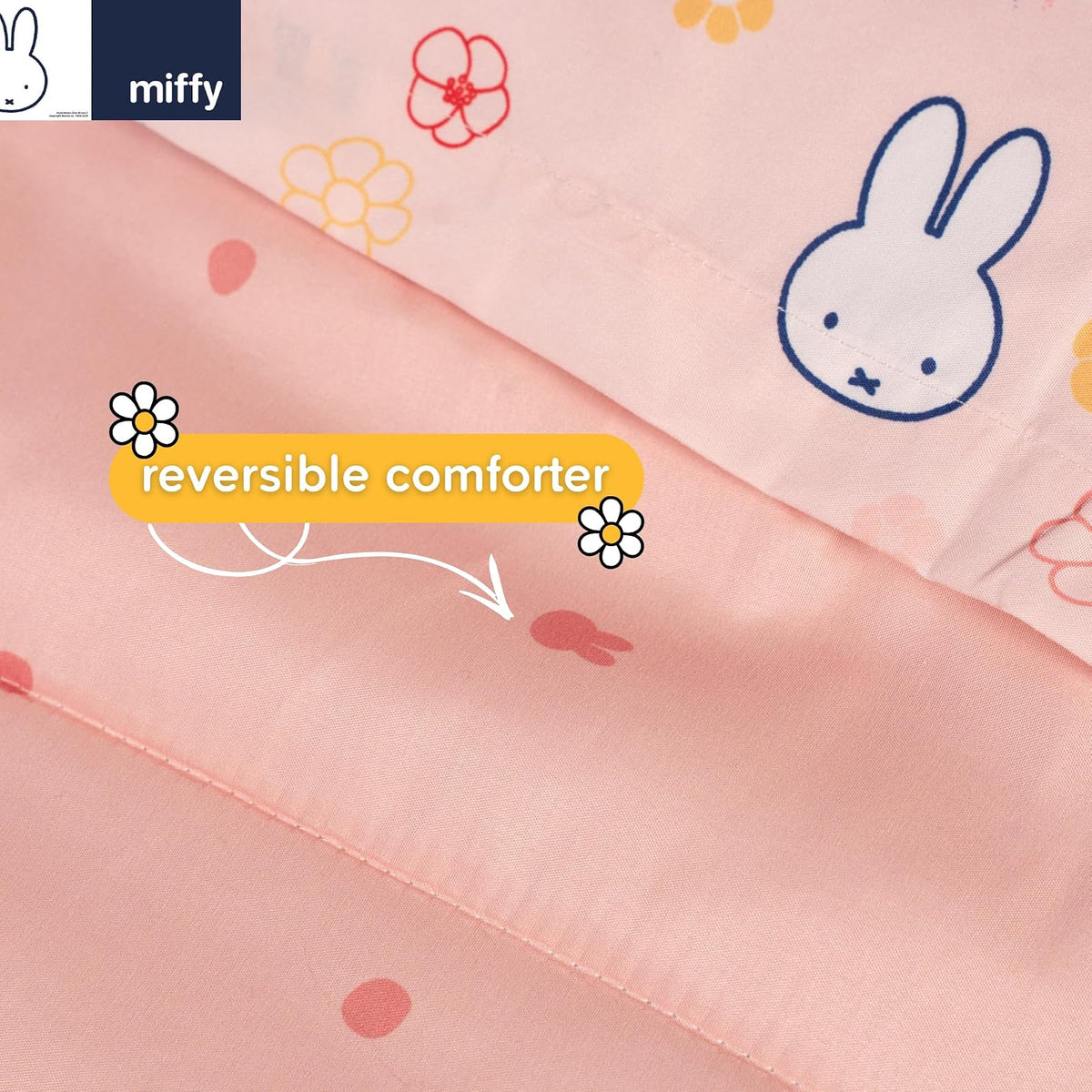 Franco Collectibles - Juego de Ropa de Cama Miffy, tamaño matrimonial, 7 Piezas, edredón Reversible y Esponjoso, con Funda (Producto 100% con Licencia Oficial)