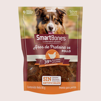 SmartBones Premios para Perro, Aros de proteína de Pollo y camote, 141 g