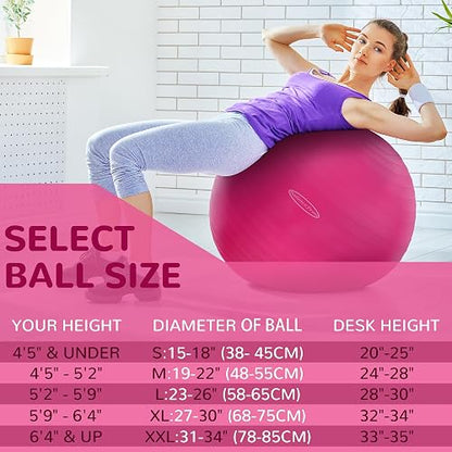 BalanceFrom - Pelota de Ejercicio antigolpes y Antideslizante, Pelota de Yoga, con Bomba rápida, Capacidad de 907.18 kg, antiexplosión y Pelota para Parto