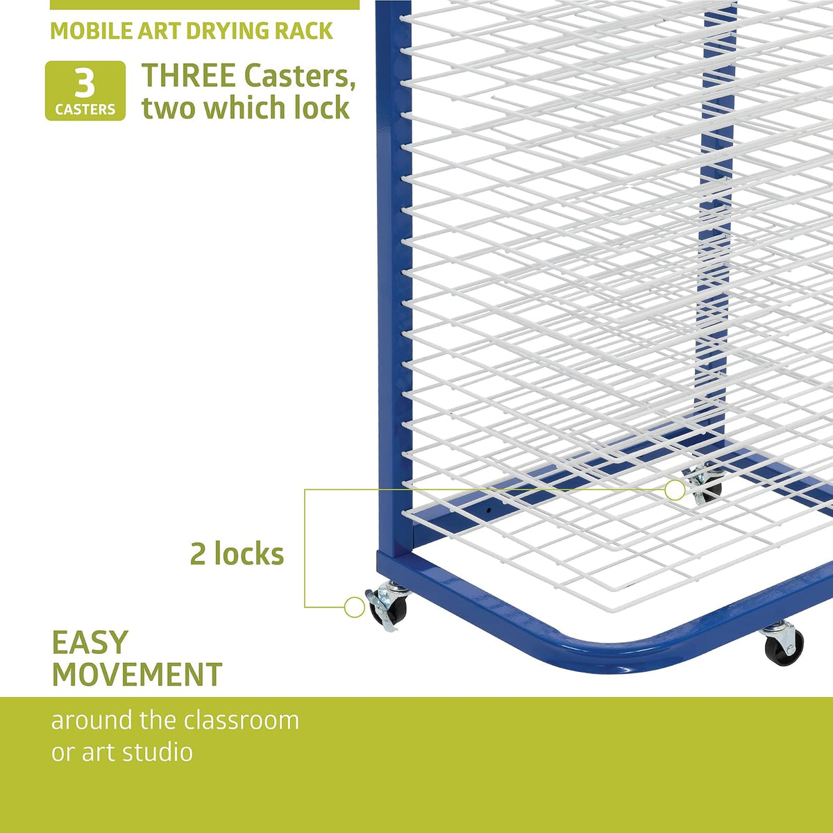 Pearington - Estante de Secado de Arte móvil y de Pared de 25 estantes para Estudios de Arte y aulas, 13 Pulgadas de Profundidad x 17.5 Pulgadas de Ancho x 39.5 Pulgadas de Alto, Azul/Blanco
