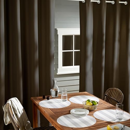Exclusive Home Indoor/Outdoor Solid Cabana Grommet Top Curtain Panel Pair, Chocolate, 54x96, 2 Piece