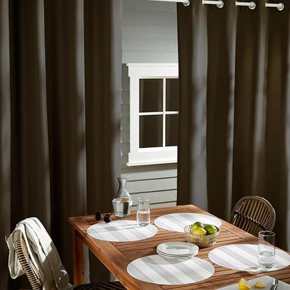 Exclusive Home Indoor/Outdoor Solid Cabana Grommet Top Curtain Panel Pair, Chocolate, 54x96, 2 Piece