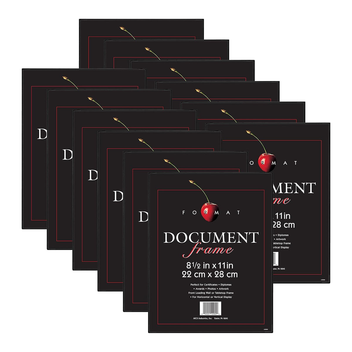 MCS Marco de Documentos para Diploma y Certificado, 8.5 x 11 in, Negro - Paquete de 12 - 8.5 x 11 in - Negro
