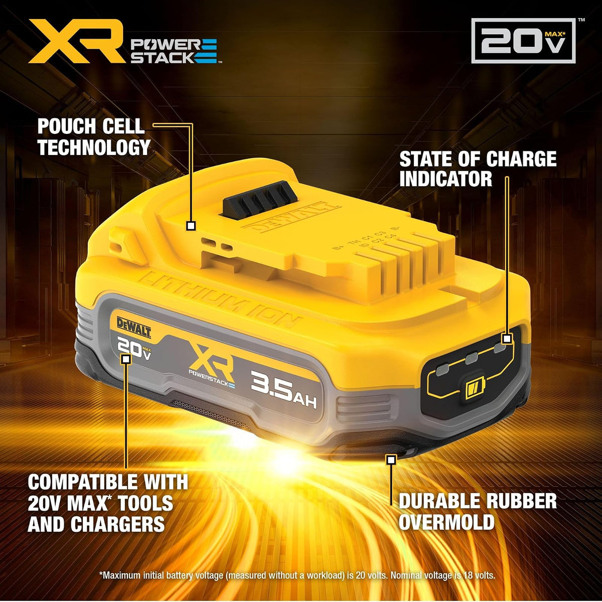 DEWALT - Batería eléctrica de 20 V MAX XR POWERSTACK 3.5 Ah (DCBP320)