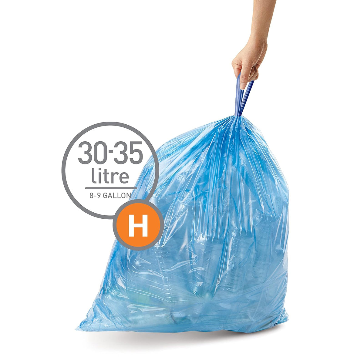 simplehuman, 3 x Paquete de 20 Bolsas de Basura a Medida (60 Bolsas), código H, para Reciclaje, plástico Azul