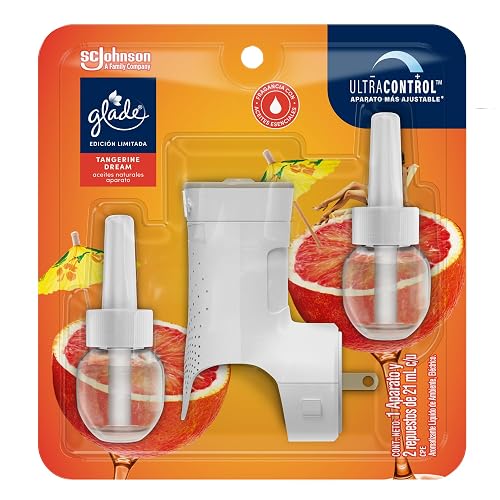 Glade Aceites Naturales, Edición Limitada, Aromatizante para Hogar con Fragancia Tangerine Dream, 1 Aparato y 2 Repuesto de 21 ml