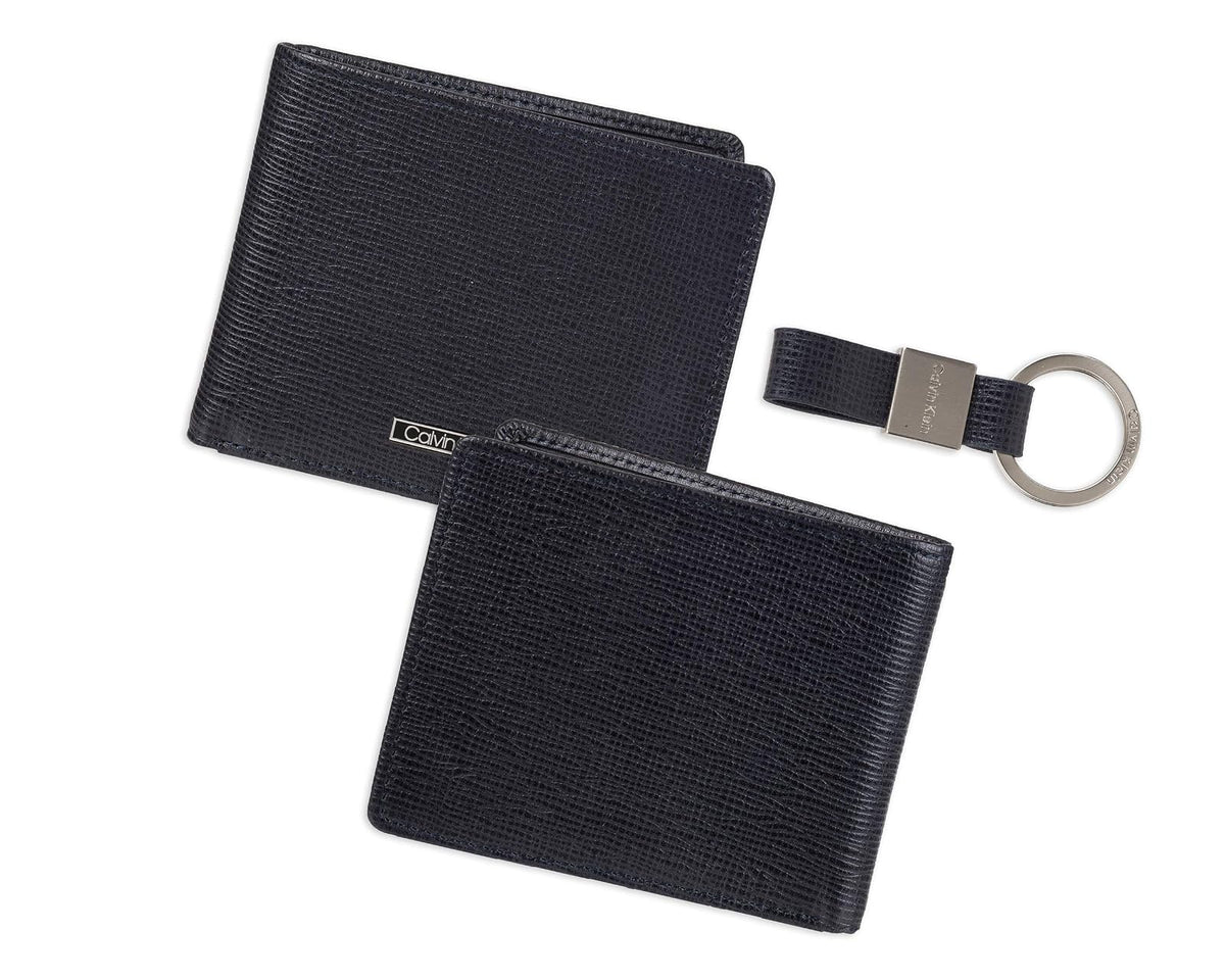 Calvin Klein portafolios plegable minimalista RFID de piel para hombre, marino, Talla única
