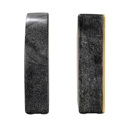Creative Co-Op Boho - Sujetalibros de mármol con semicírculo arqueado con Detalle de latón, Juego de 2, Negro