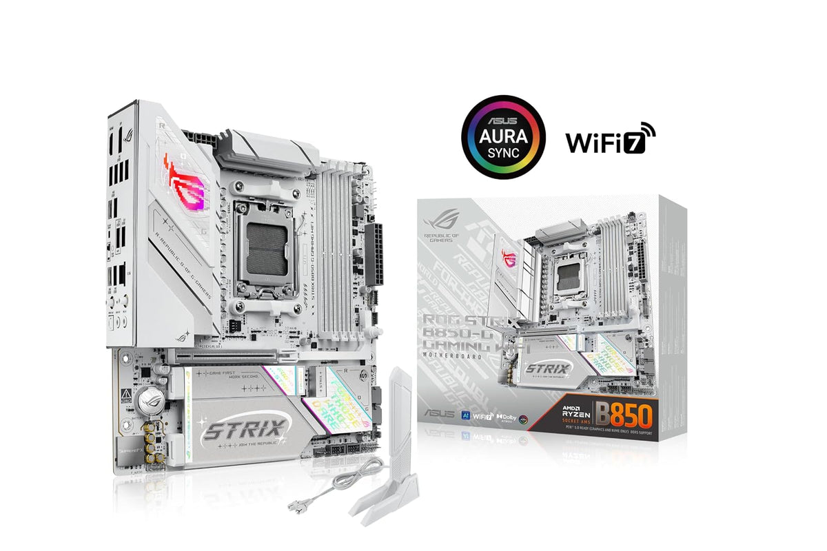 ASUS ROG Strix B850-G WiFi para Juegos AMD AM5 B850 mATX, Placa Base Avanzada AI PC Ready, 14+2+1 etapas de alimentación, Ranuras DDR5, 4X Ranuras M.2, PCIe® 5.0 Ready, WiFi 7, 2.5G LAN, USB 20Gbps