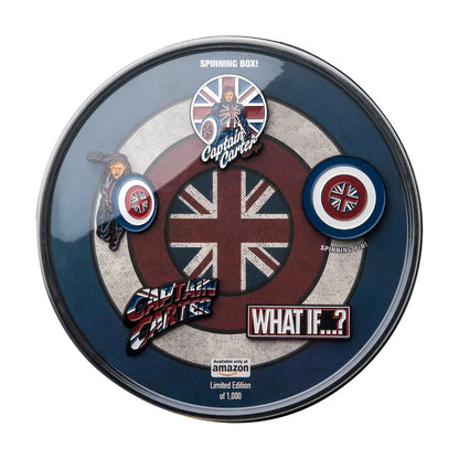 Marvel Studios: What if…?, Capitana Carter, juego de 5 pines de solapa esmaltados con base de metal, viene en una caja circular giratoria de 16 cm con ventana con licencia oficial (exclusivo de )