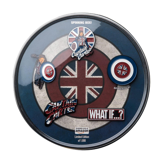 Marvel Studios: What if…?, Capitana Carter, juego de 5 pines de solapa esmaltados con base de metal, viene en una caja circular giratoria de 16 cm con ventana con licencia oficial (exclusivo de )