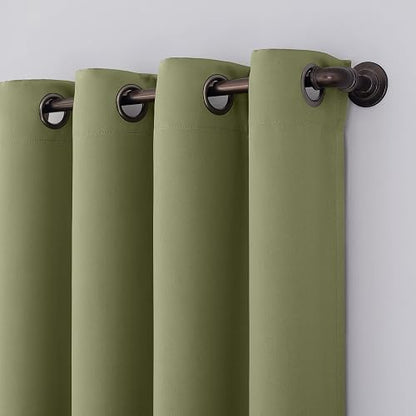 Sun Zero Nordic - Paquete de 2 Cortinas Opacas con Ojales de Grado Teatro, 132 x 213 cm, Color Verde Salvia
