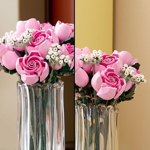 LEGO Ramo de Rosas Rosadas - Model Kit de Construcción para Adultos, Años 18+ - Flores Artificiales Decoración para Hogar - 10374