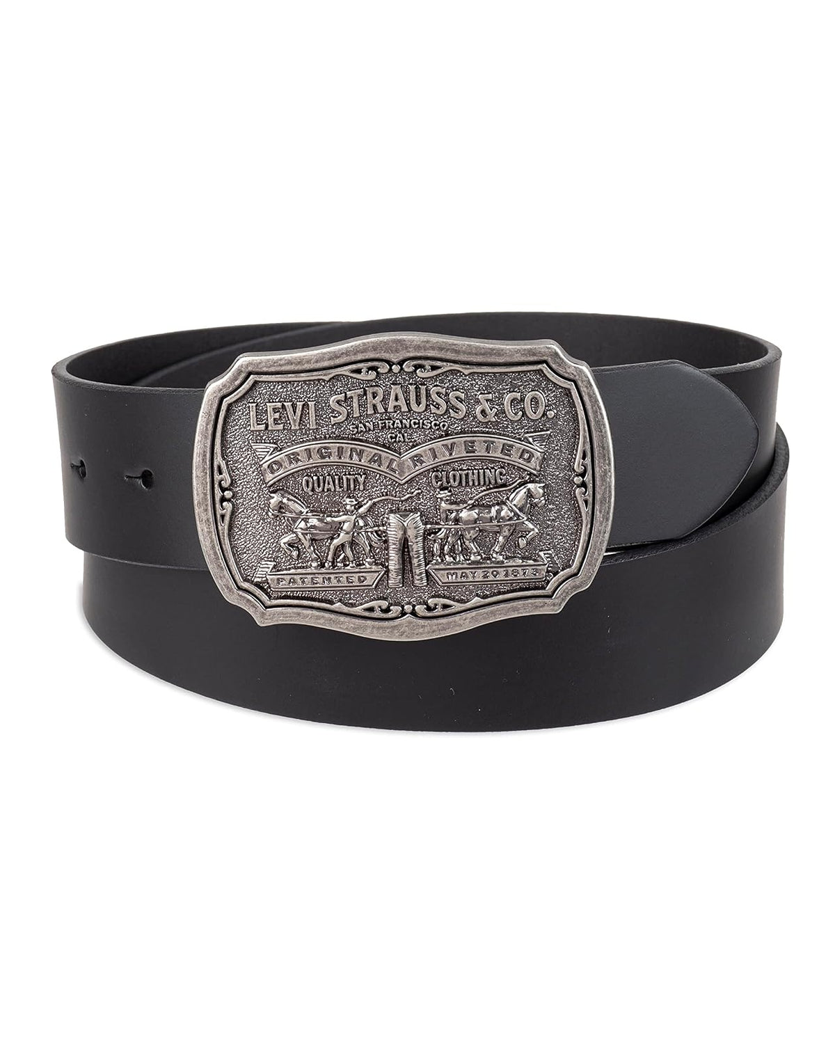 Levi's Cinturón de piel para hombre con hebilla de placa