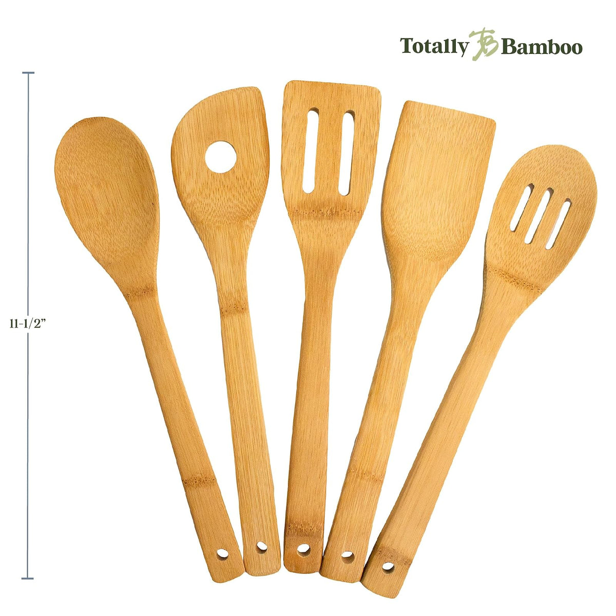 Totally Bamboo - Juego de utensilios de cocina, 5 piezas, juego de utensilios, 5 piezas, 30.48 cm, Marrón, 1, 1