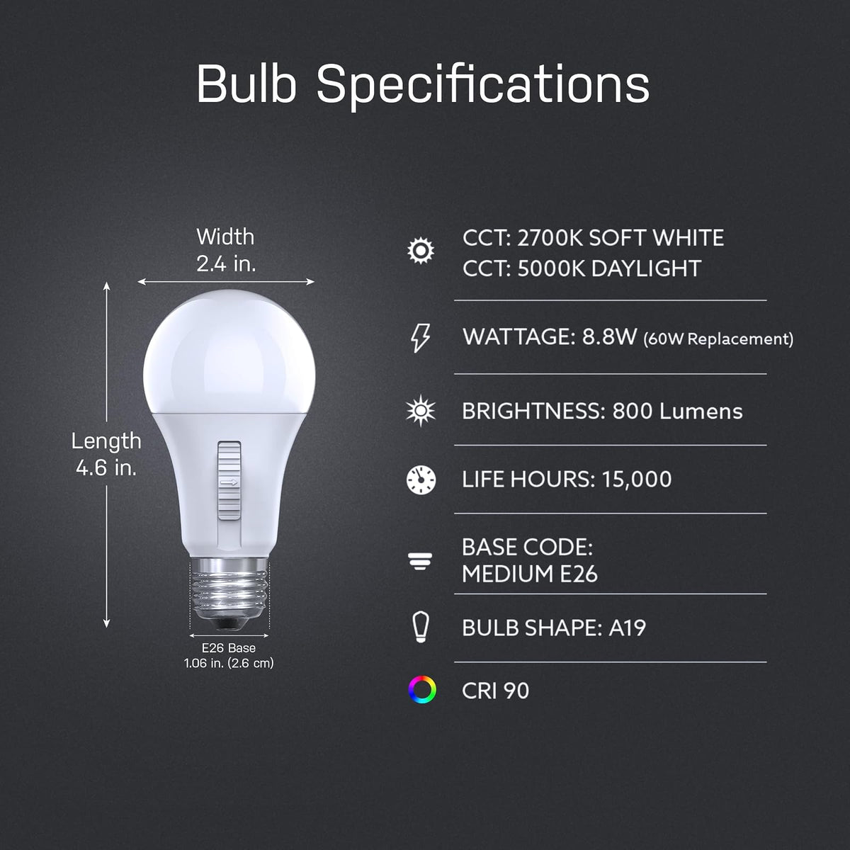 Temporizador LED A19 800L 2CCT