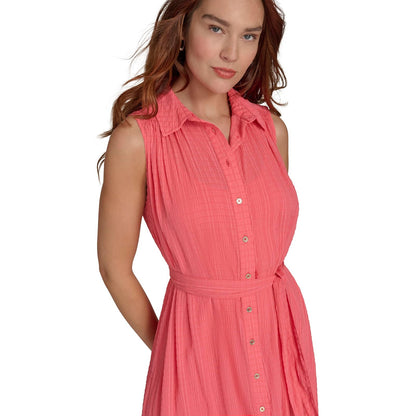 Tommy Hilfiger - Vestido Camisero Midi sin Mangas para Mujer