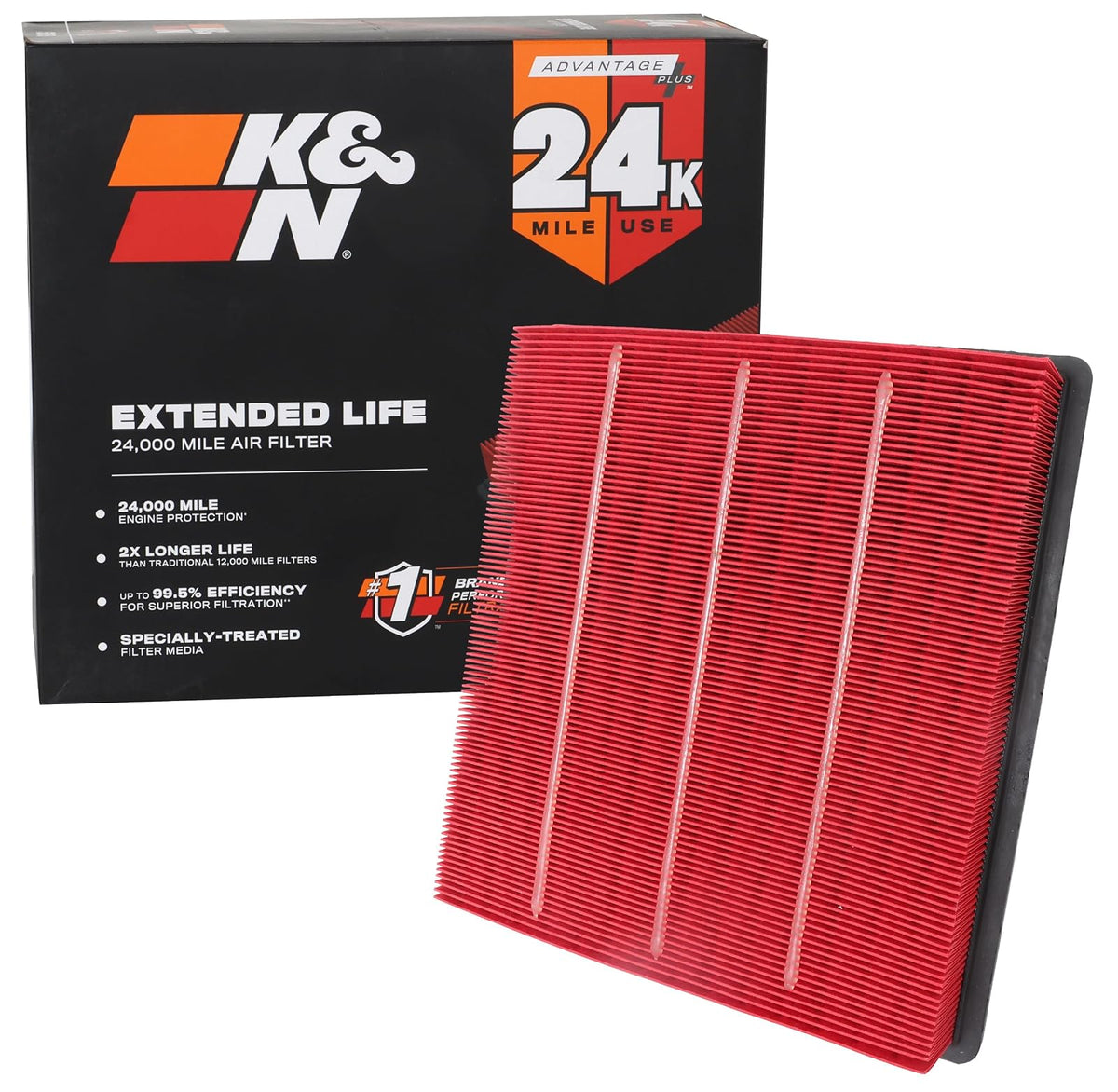K&N Filtro de Aire del Motor: Vida Extendida 24.000 Millas, Compatible con Chevy/GMC Colorado y Canyon 2015-2019, KNX-5030