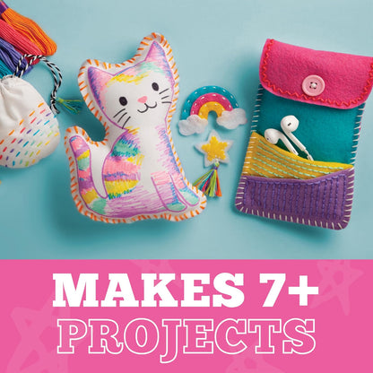 Craft-tastic Let's Learn to Sew – Mini kit de costura, artes y manualidades, suministros de arte, kit de bordado para principiantes, incluye suministros de costura, instrucciones fáciles de plegar,