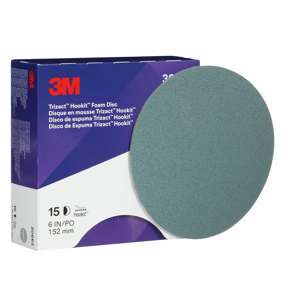 3M Disco Hookit Trizact P '' Pre Pulido Automotroz | 15 discos; azul, acabado de pintura; lijado ultrafino; eliminación de micro arañazos