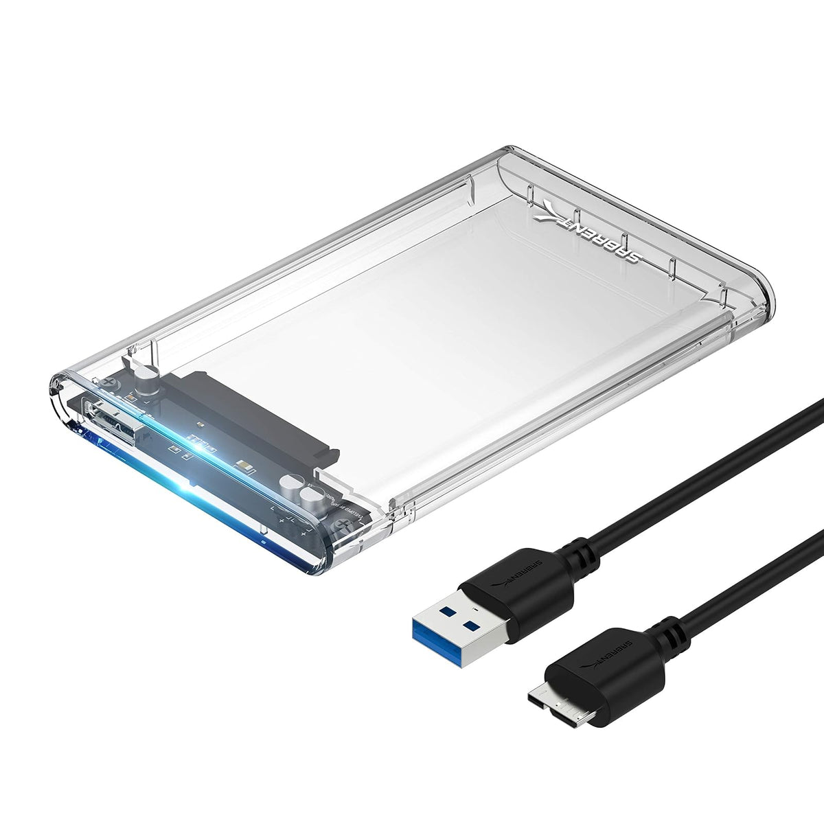 SABRENT - Carcasa de Disco Duro Externo Transparente de 2.5 Pulgadas SATA a USB 3.0 sin Herramientas, optimizada para SSD, Compatible con UASP SATA III (EC-OCUB)