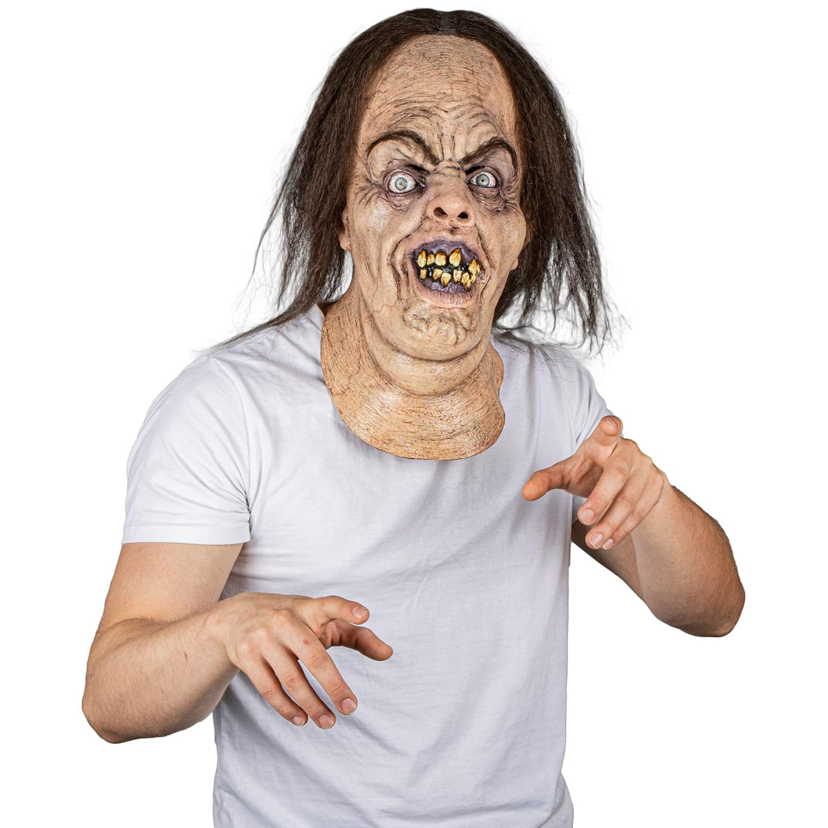 Ghoulish Productions Máscara Igor con Cuello de Látex Criatura Monstruosa Estilo Ogro Diseño Horror Hecha a Mano para Halloween Disfraz Terror