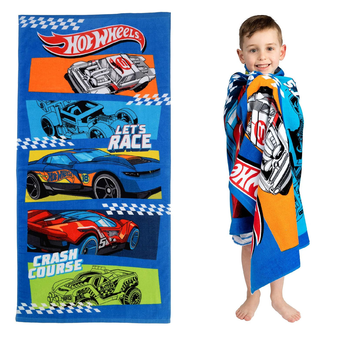 Barbie - Toalla de baño de algodón súper Suave, de 58 x 28 Pulgadas, (Producto Oficial Barbie) de Franco - Hot Wheels - 58 in x 28 in