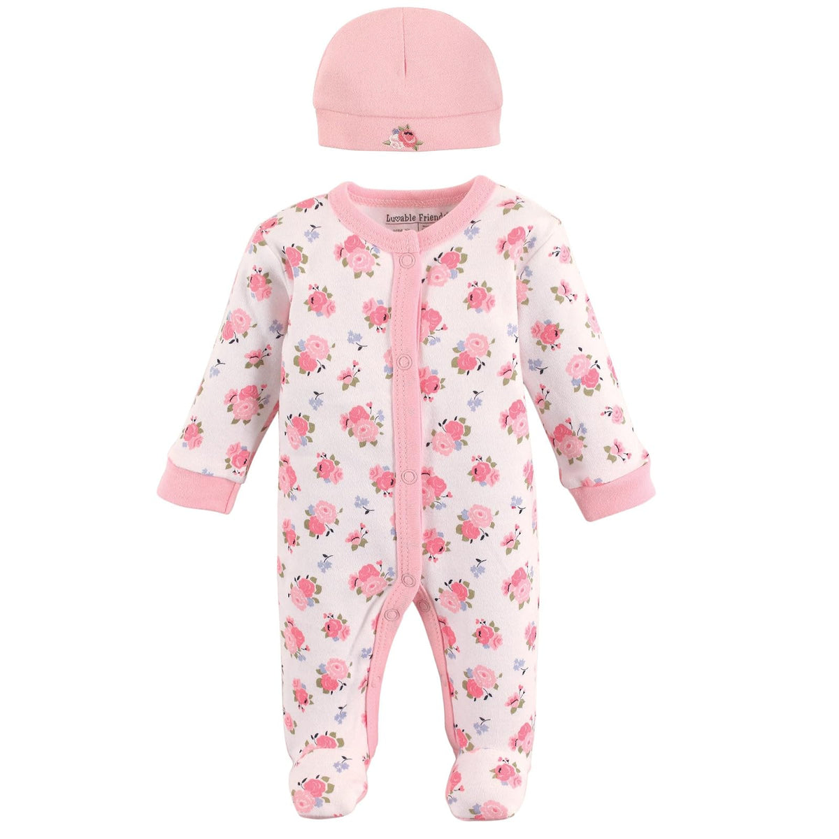 Luvable Friends Algodón Prematuro Sleep and Play and Cap Coche Cama para bebés niñas