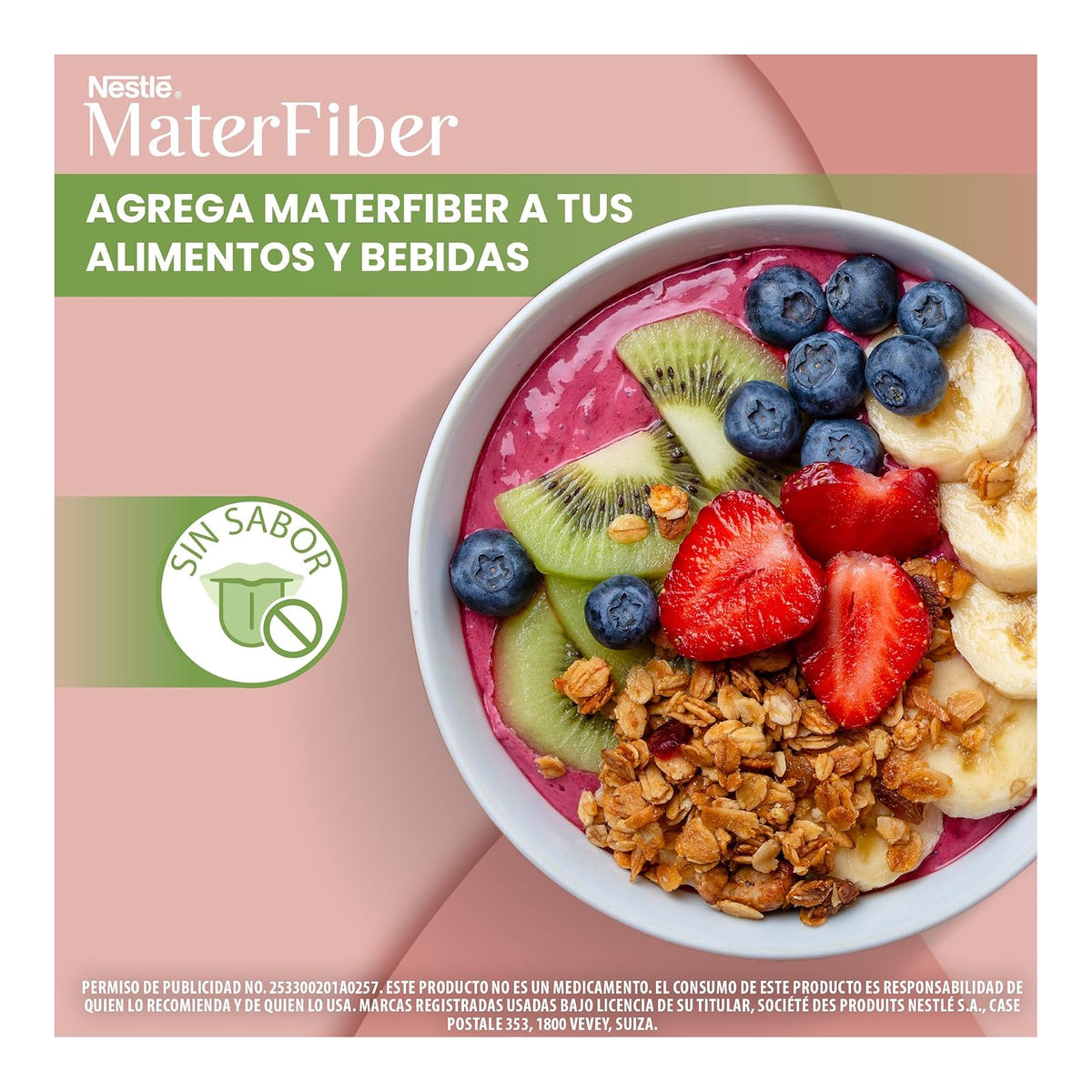 MaterFiber Nestlé Suplemento Fibra con Vitaminas C D Zinc Selenio Alivia Estreñimiento Flora Intestinal Polvo Lta de 300 g