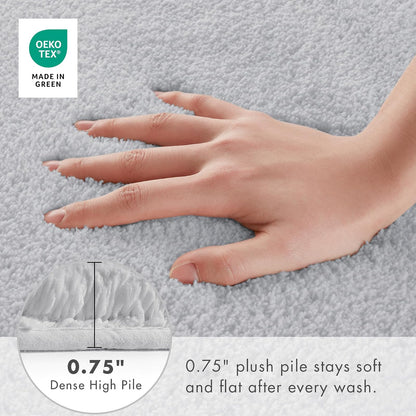 MADISON PARK SIGNATURE - Alfombra de Felpa Antideslizante, Absorbente, de Secado rápido, diseño de SPA, decoración de baño, malvavisco, 2 x 6 pies, Color Plateado