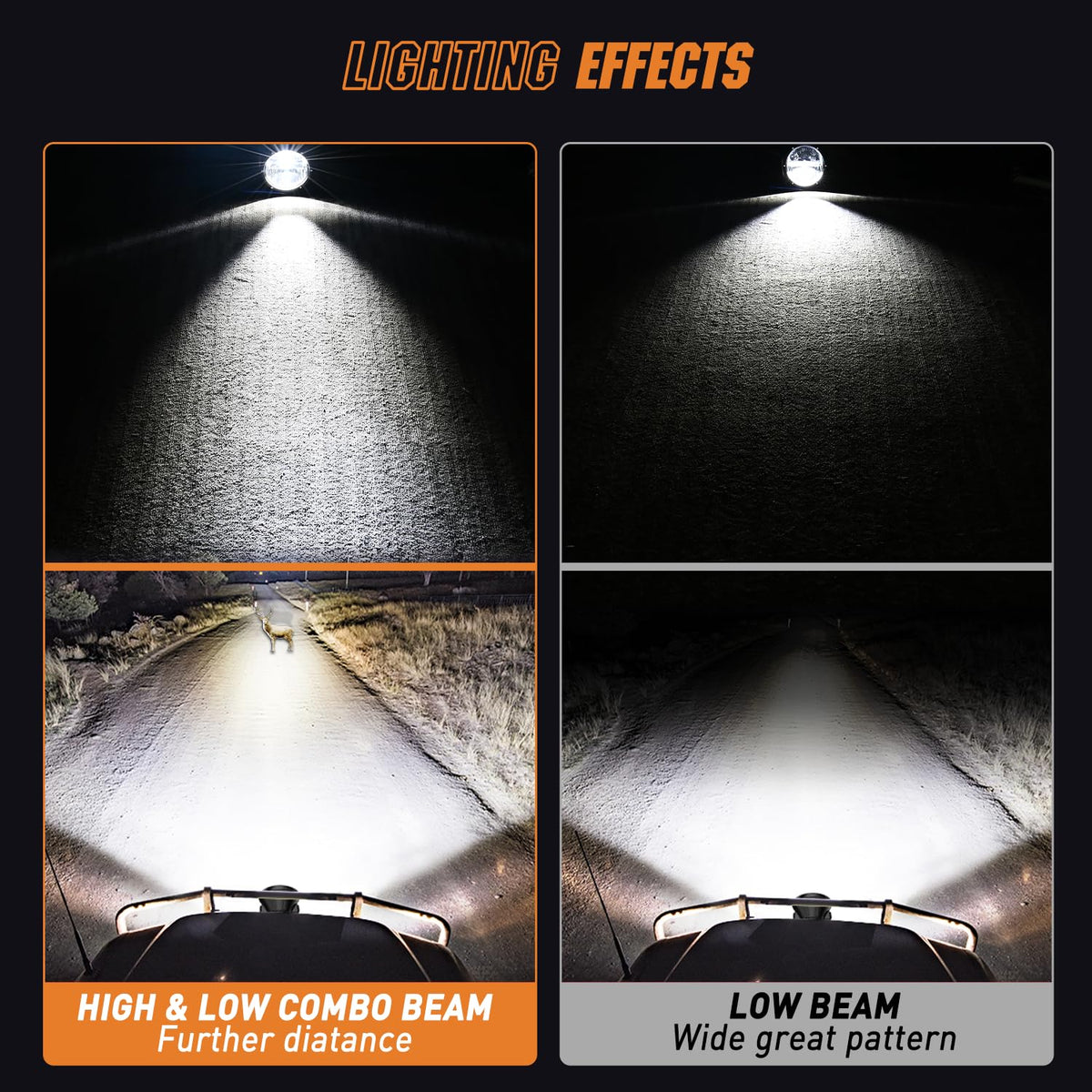 Nilight 7 Inch Round Offroad Lights 2 PCS 120 W High Low Beam IP68 LED Driving Pods Built-in EMC with 14AWG DT Connector Wiring Harness Kit for Truck ATV UTV SUV