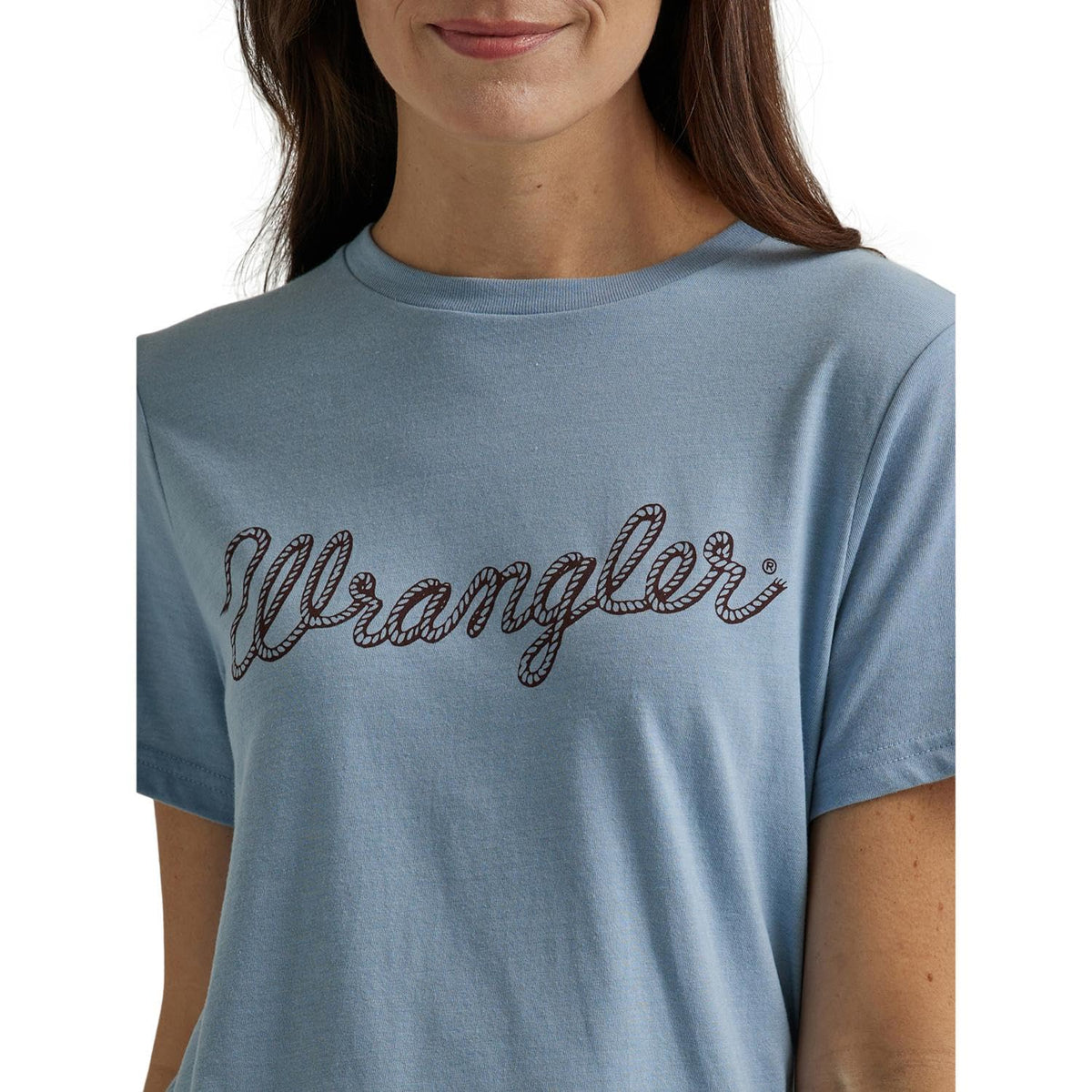 Wrangler Retro - Playera de Manga Corta para Mujer, Ajuste Regular, Color Azul Jaspeado