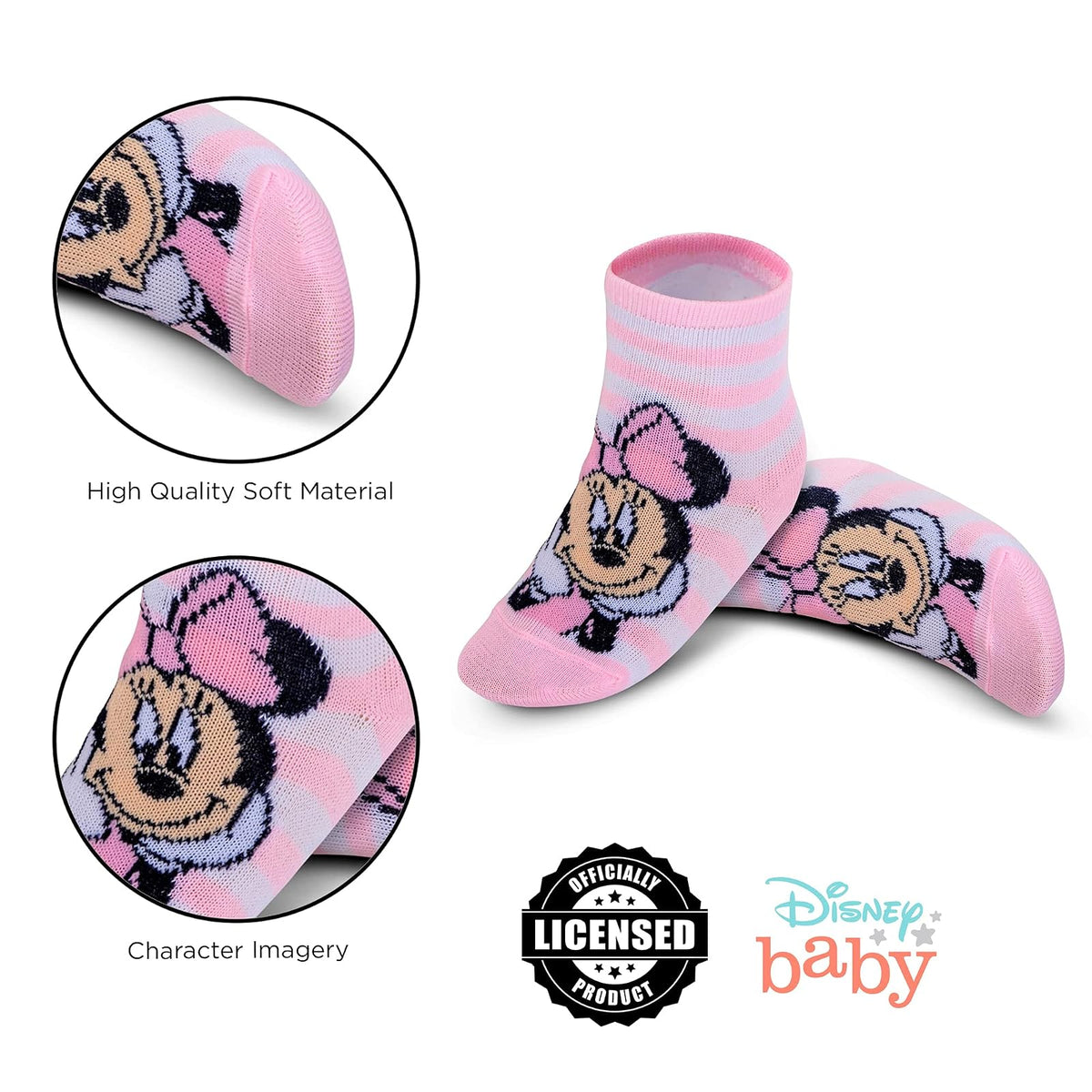 ABG Accessories Baby Girls & Boys Minnie Mouse, Mickey Mouse, Baby Shark, Justice League 10-pack Infant Sock 0-24 Months Calcetines para bebé bebés niñas